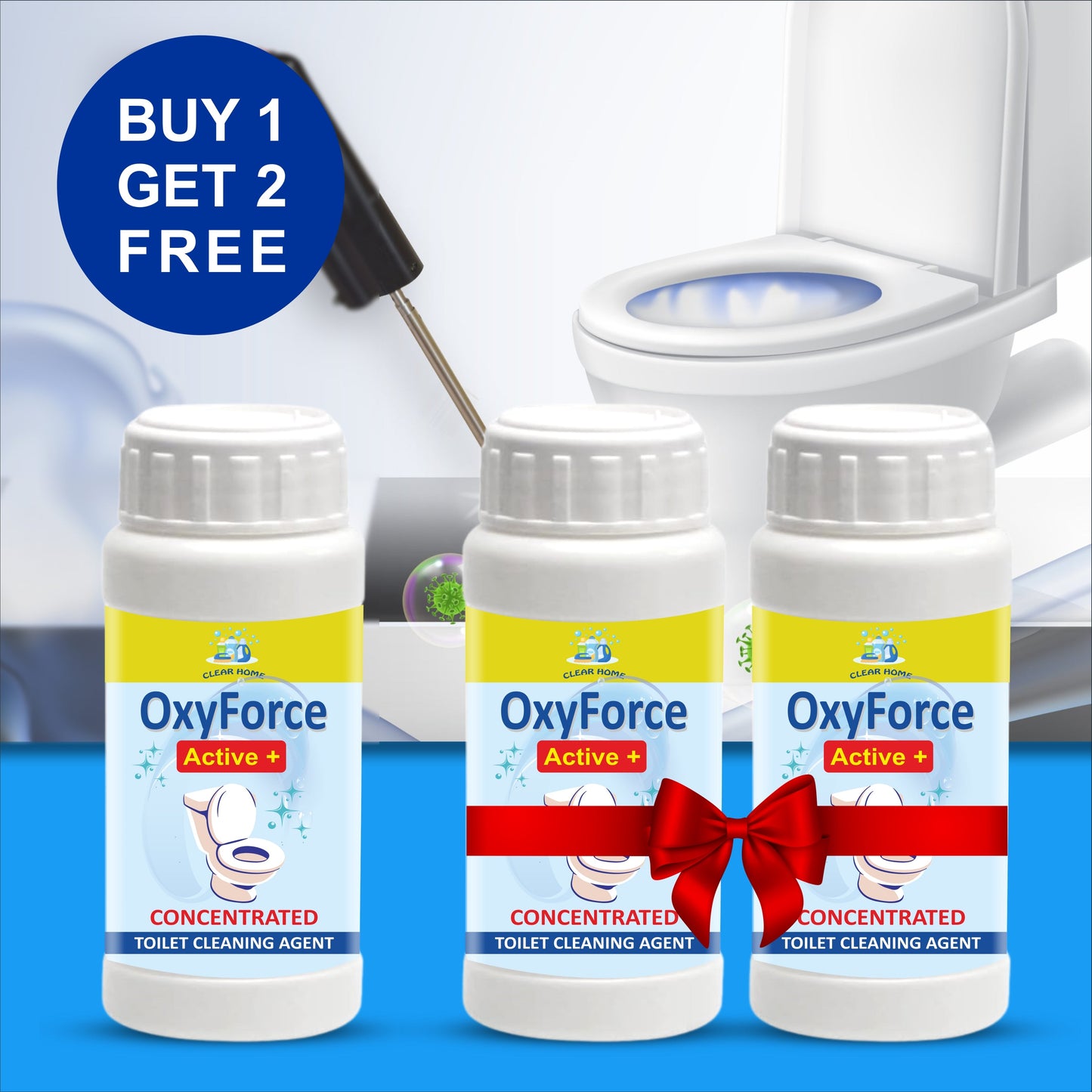 OxyForce Active+ Concentrated Toilet Cleaning Agent [ Pack of 3 ]